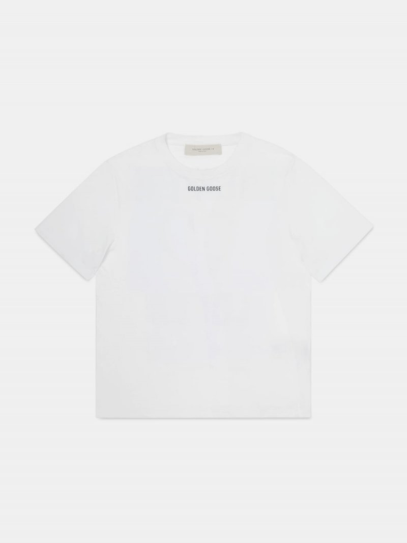 White Golden T-shirt with ??Sneakers Lovers?? print on the back