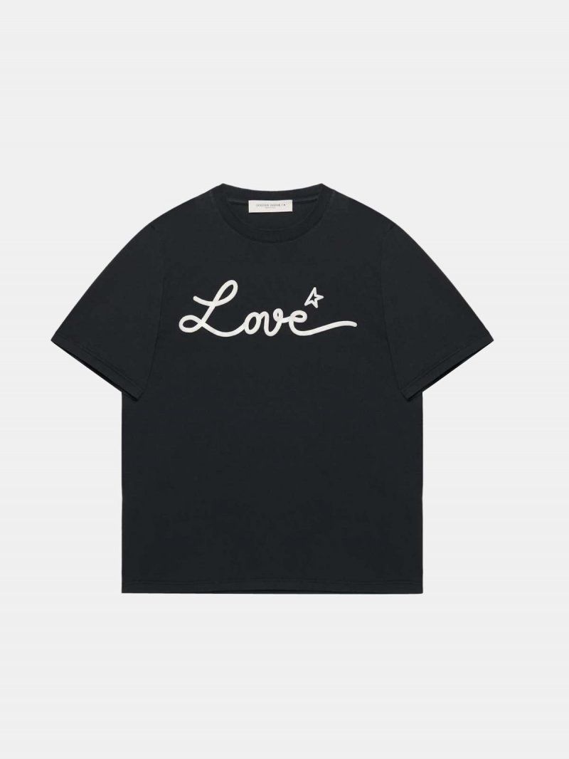 Black Golden T-shirt with love print