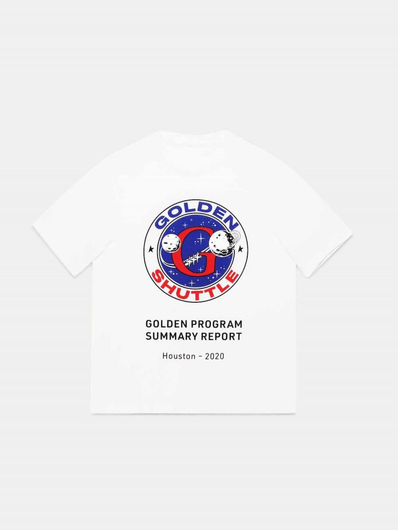 White Golden T-shirt with Golden Shuttle print