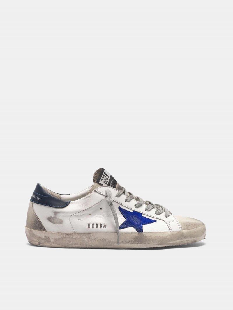 White Super-Star sneakers with electric blue star