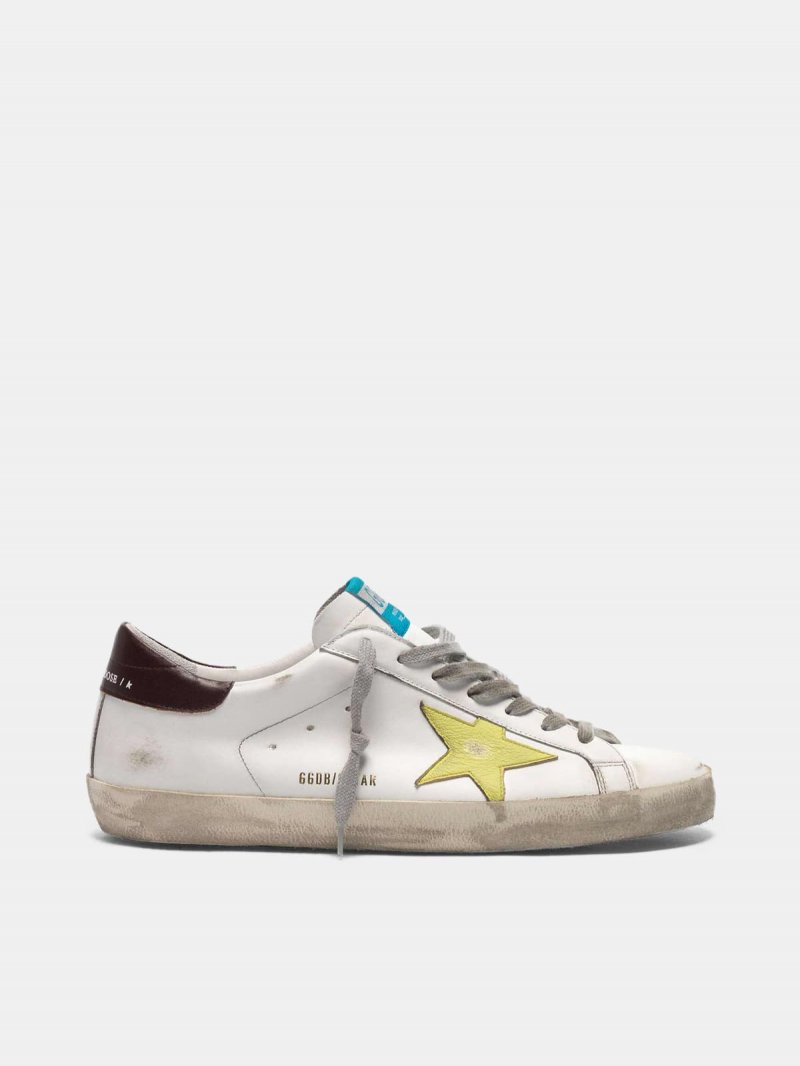 Super-Star sneakers with yellow star and burgundy heel tab