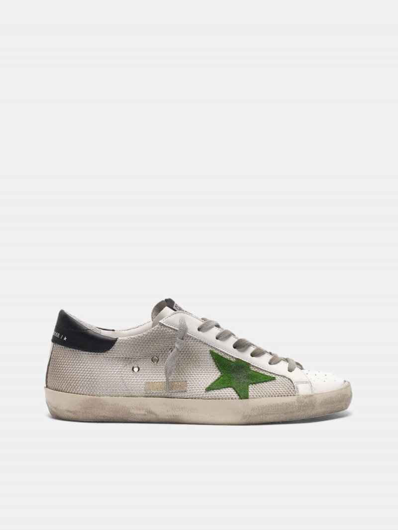 Super-Star sneakers in leather and mesh with green star