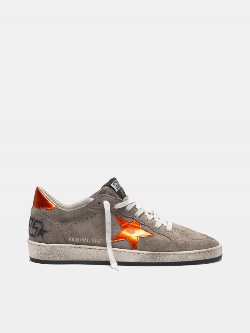 Ball Star sneakers in grey suede with orange star