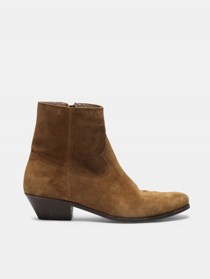Younger ankle boots in mustard suede leather