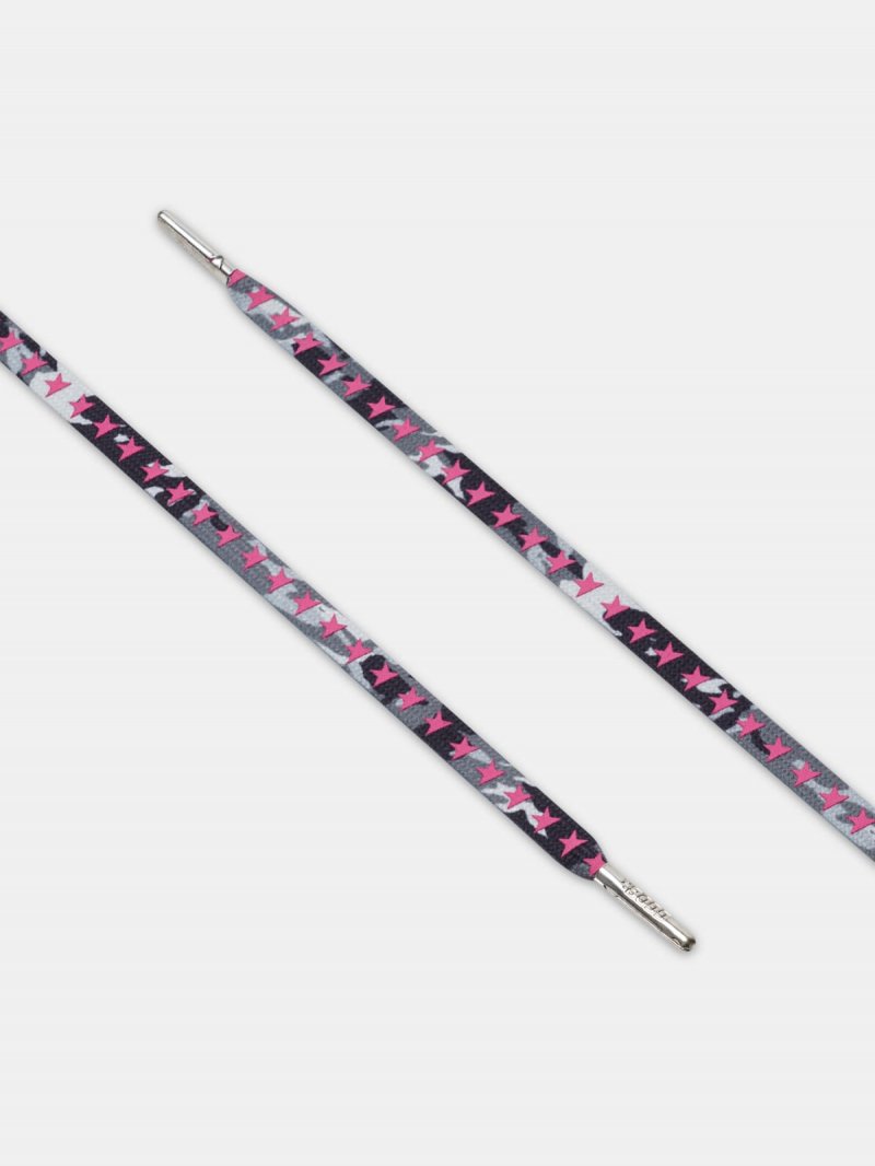 Women's grey camouflage laces with pink stars