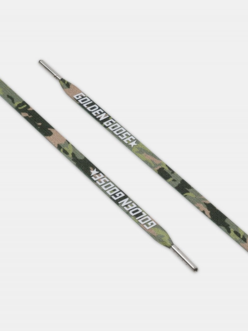 Men's green camouflage laces with white logo