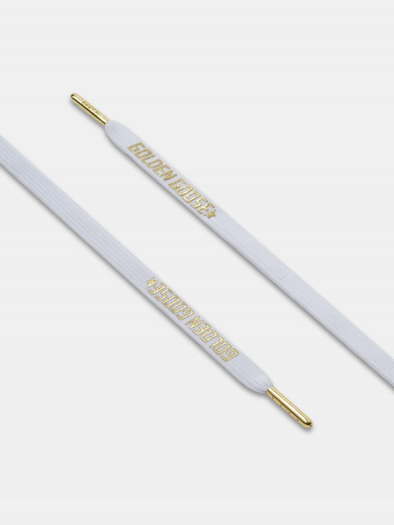 Women's white laces with gold logo