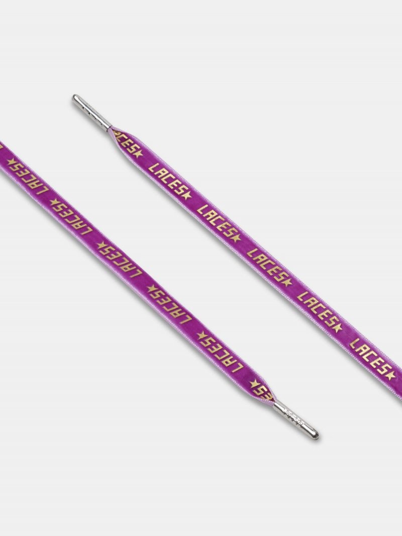 Women's purple velvet laces with gold laces print