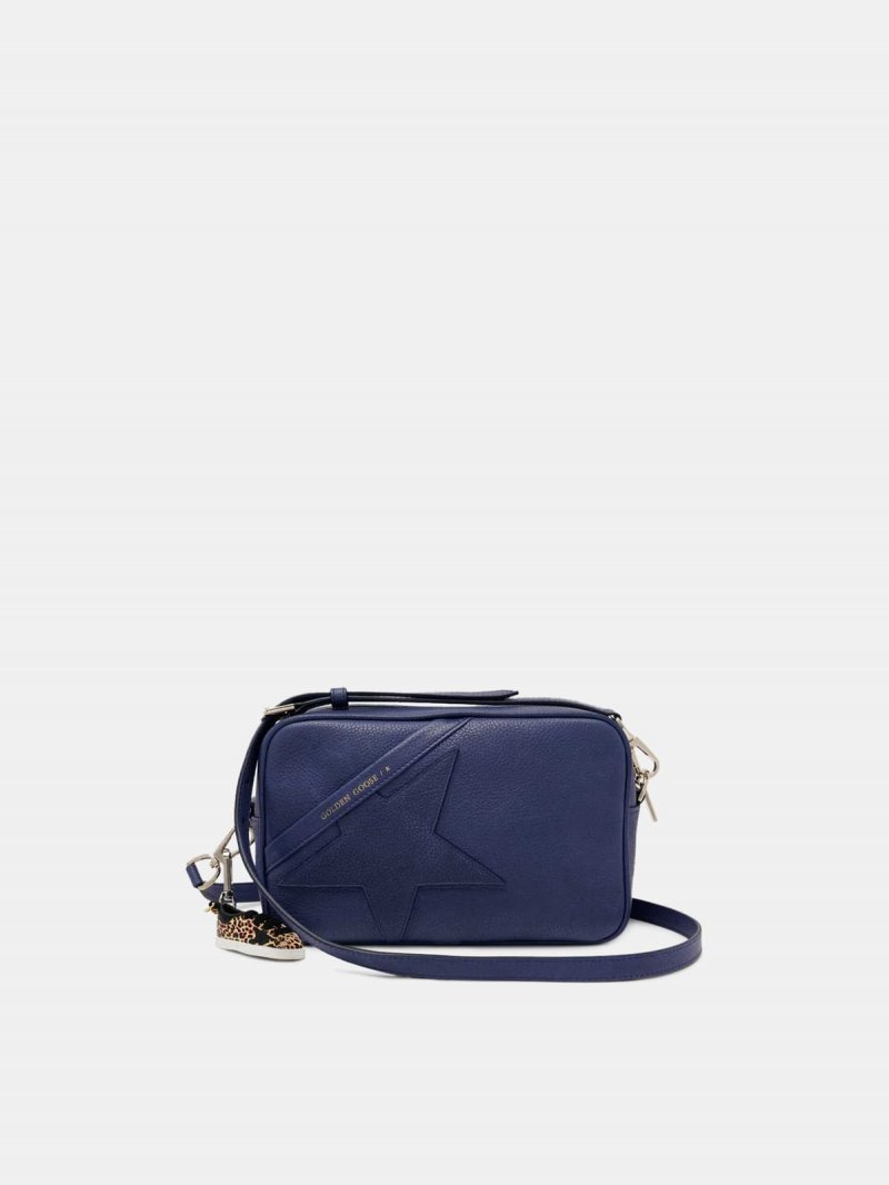 Blue Star Bag with shoulder strap made of pebbled leather