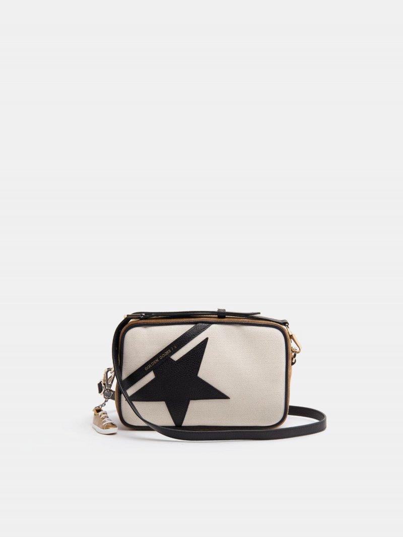 Star Bag made of canvas and brown suede leather with black star