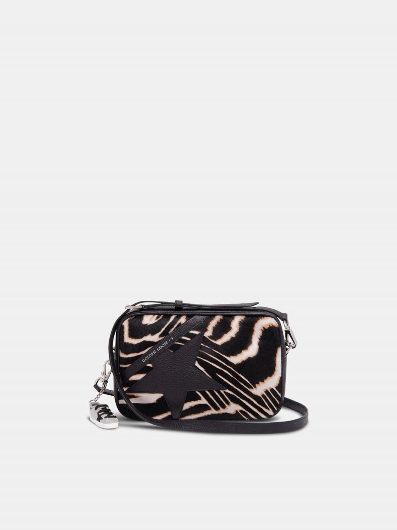 Star Bag made of zebra print pony-effect leather