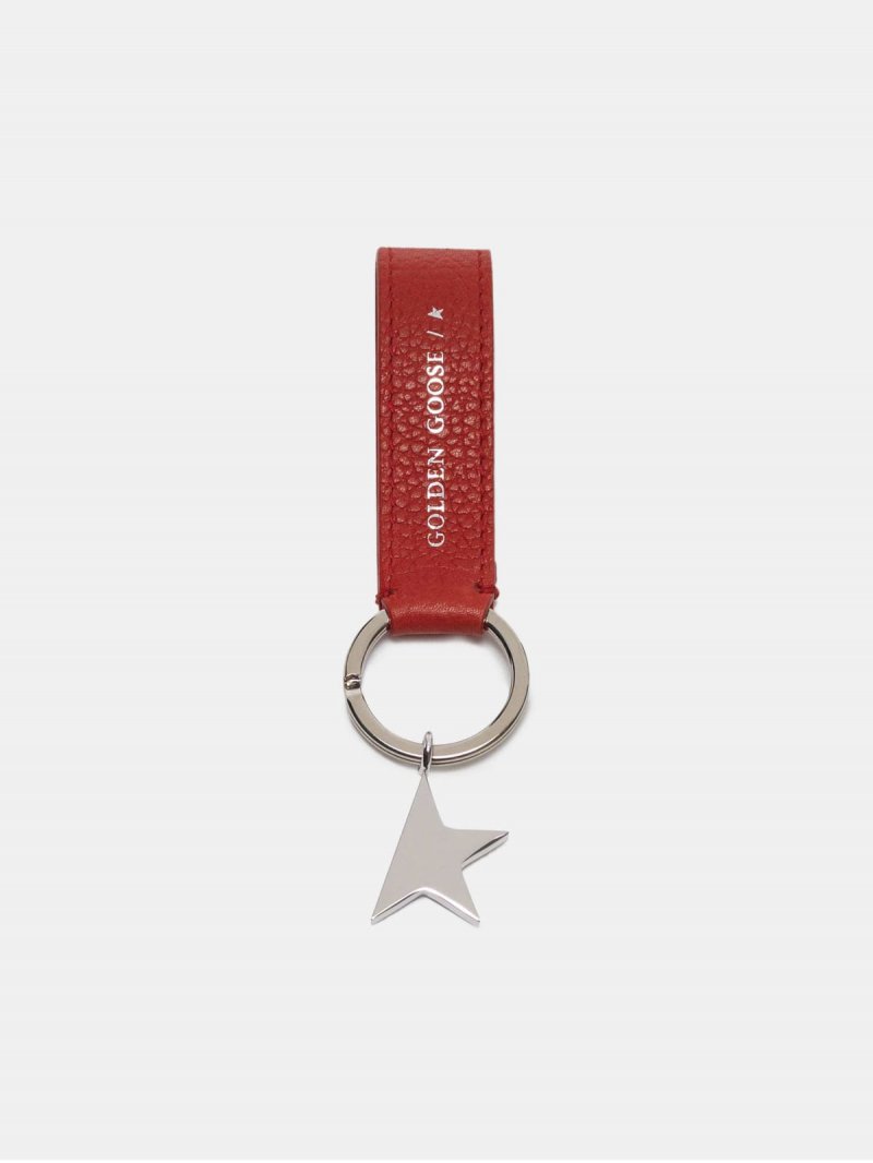 Red Star Keyring with silver pendant