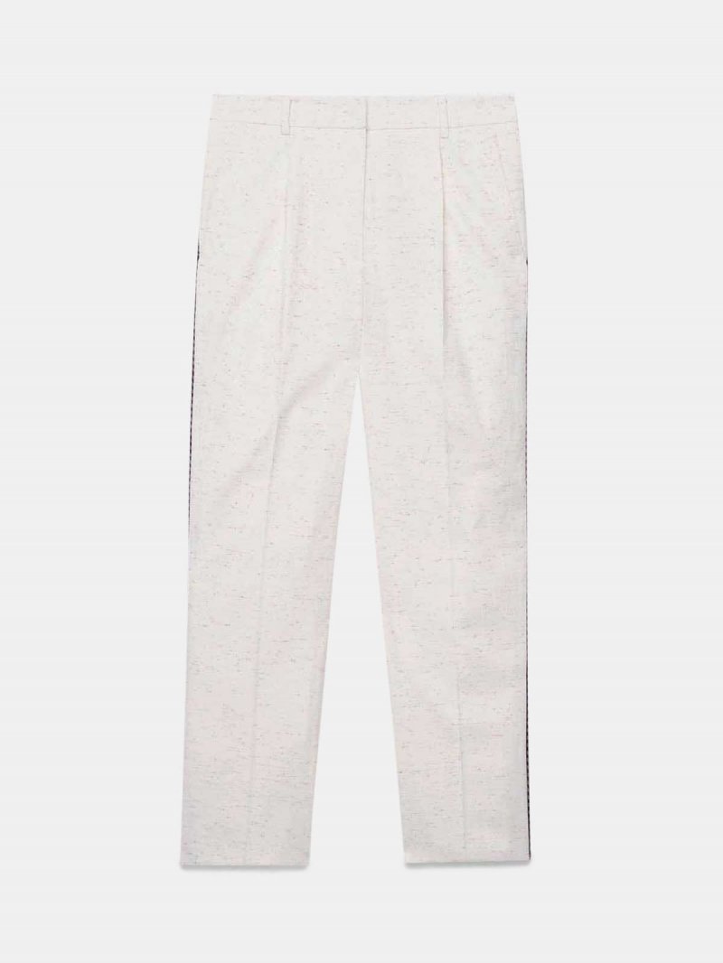 Austin fitted trousers in cotton with multi-colour threads