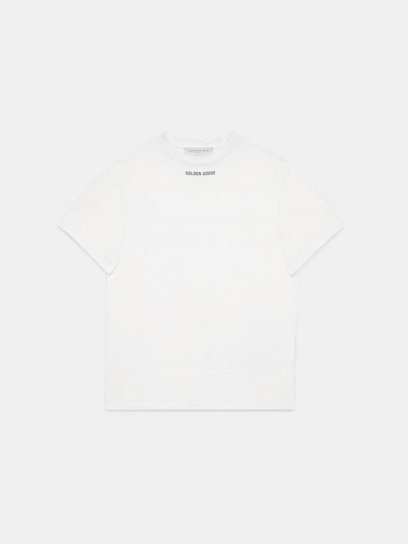 White Golden T-shirt with print on the back