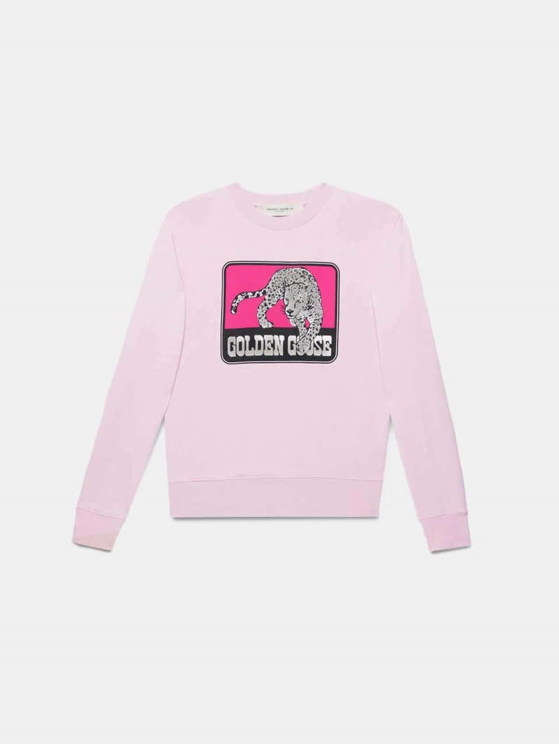 Pink Catarina sweatshirt with jaguar print