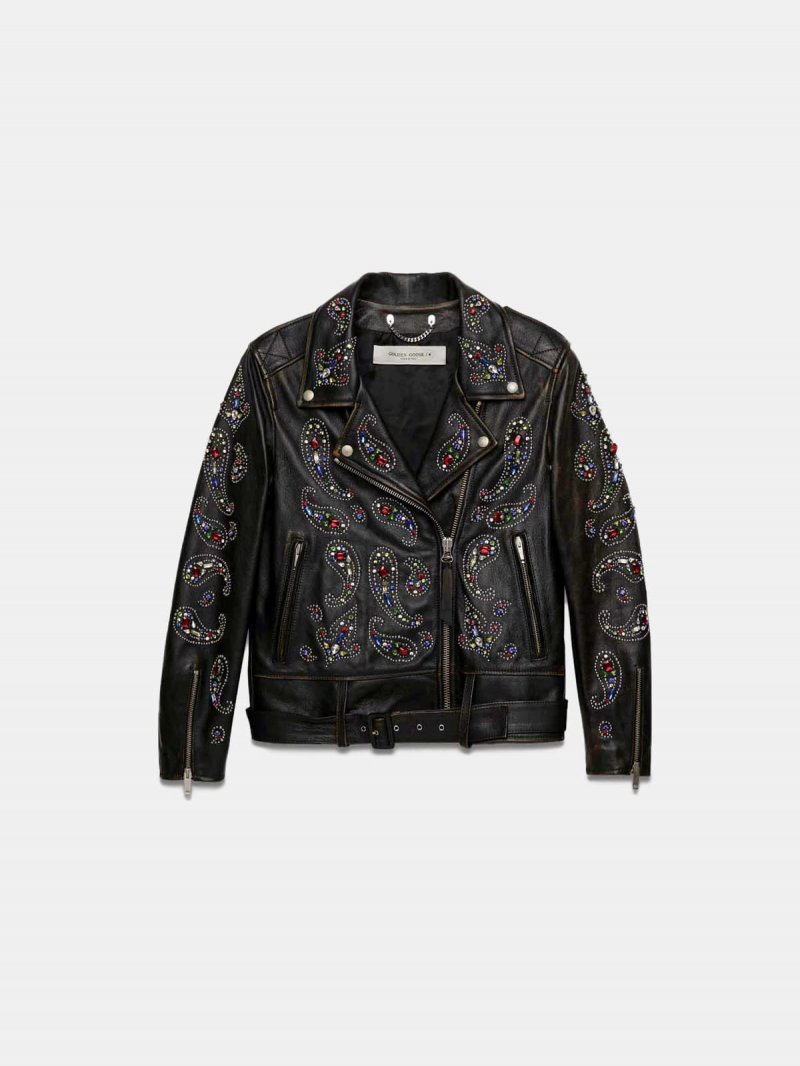 Victoria biker jacket in mustang nappa leather