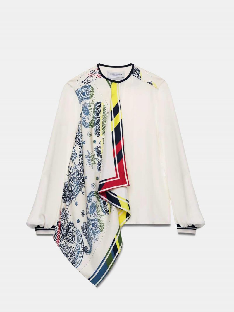 Eleanor silk shirt with multi-colour bandana print
