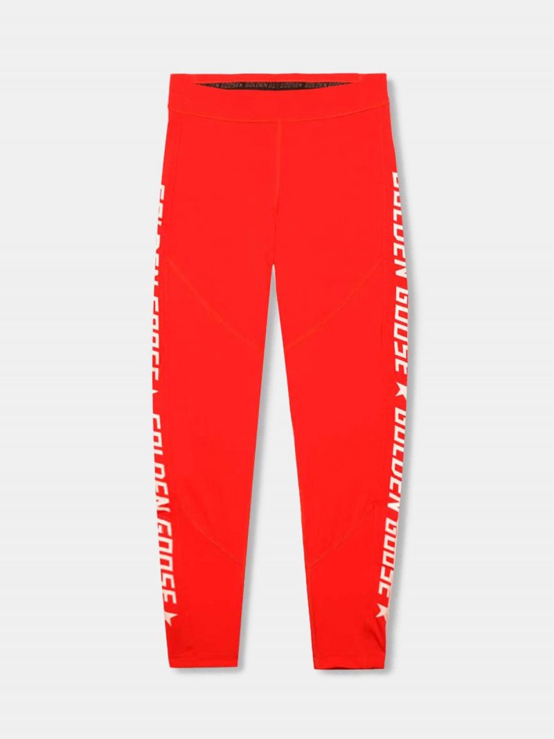Red Nori leggings in technical fabric with contrasting logo