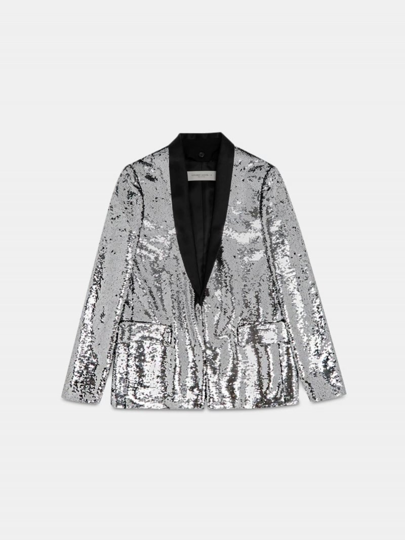 Kylie jacket with reversible sequins and satin lapels