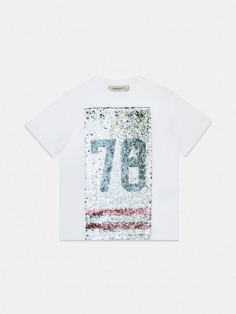 Emily regular-fit T-shirt with sequins on the front and 78 print