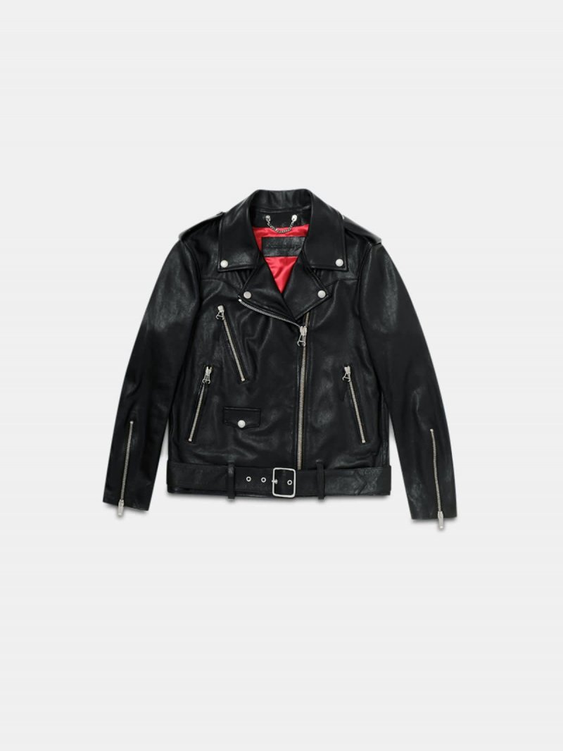 Dakota black nappa biker jacket