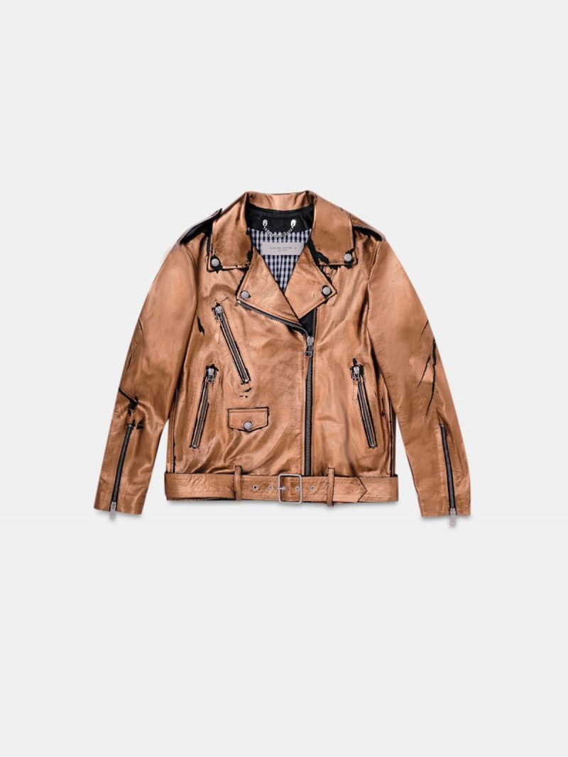 Dakota biker jacket in bronze laminated leather