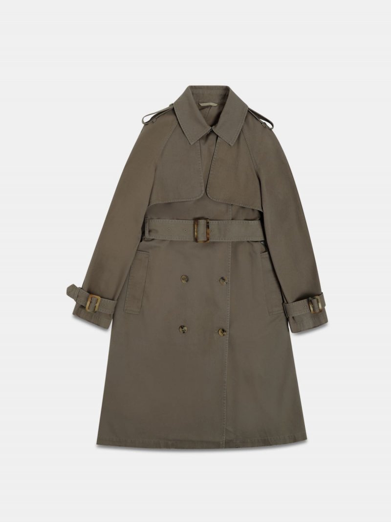 Grace trench coat in military green cotton
