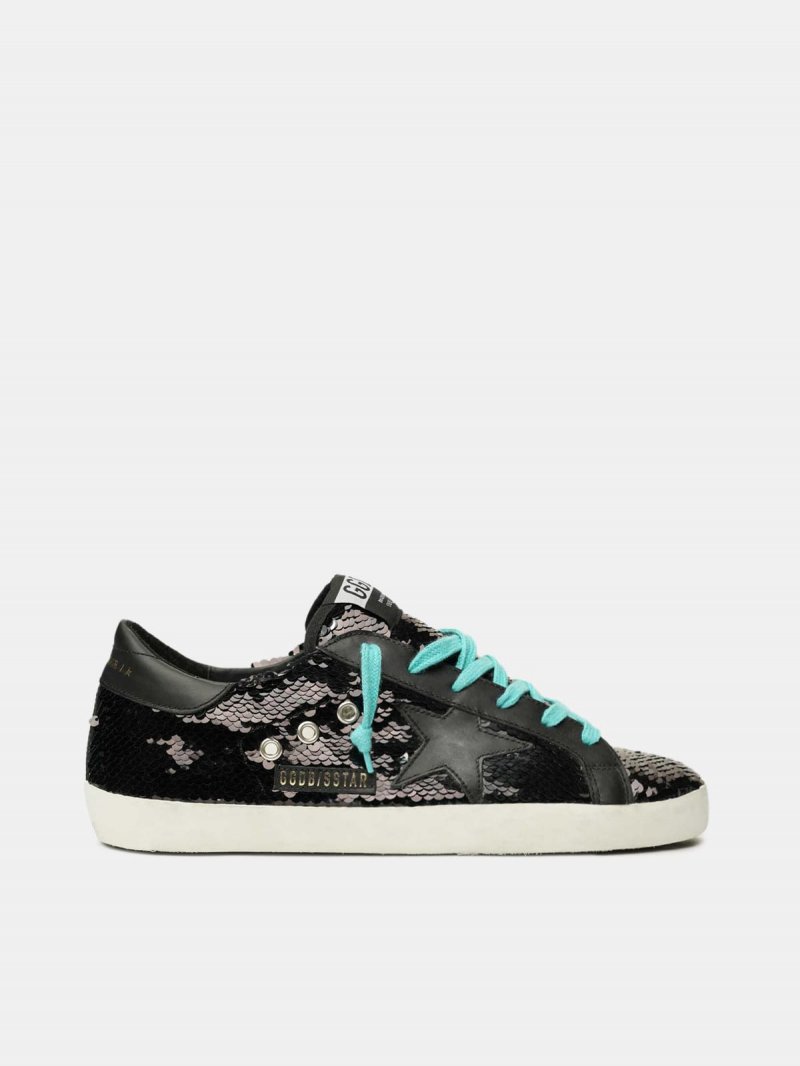 Super-Star sneakers with all-over black sequins