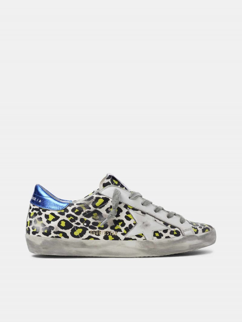 Animal-print Super-Star sneakers with blue laminated heel tab