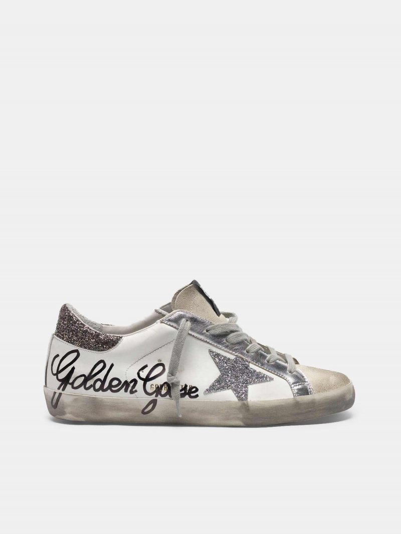Super-Star sneakers with handwritten lettering and crystals