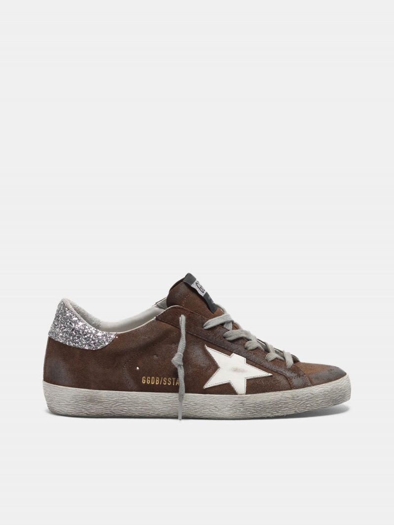 Suede Super-Star sneakers with glittery heel tab