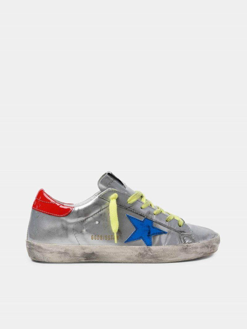Silver Super-Star sneakers with blue star