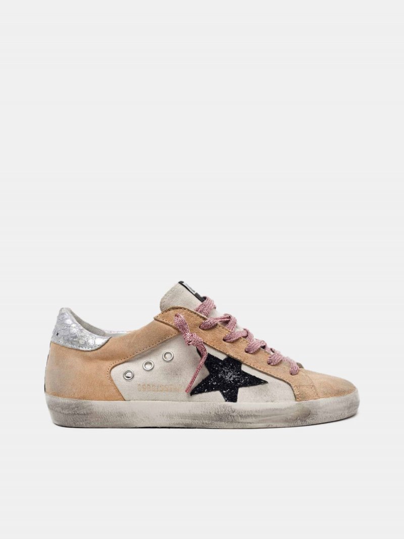 Super-Star sneakers in sand-coloured suede with silver heel tab
