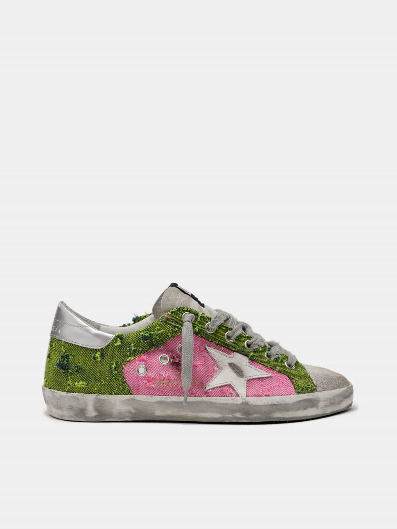 Super-Star sneakers in green and pink canvas