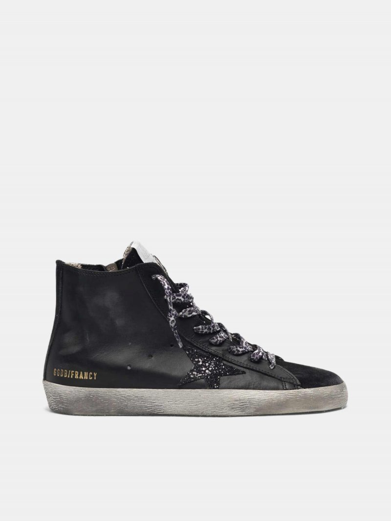 Black Francy sneakers in leather with glittery star