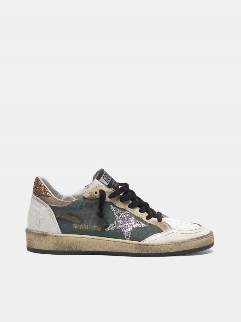 Camouflage Ball Star sneakers with glittery star and heel tab