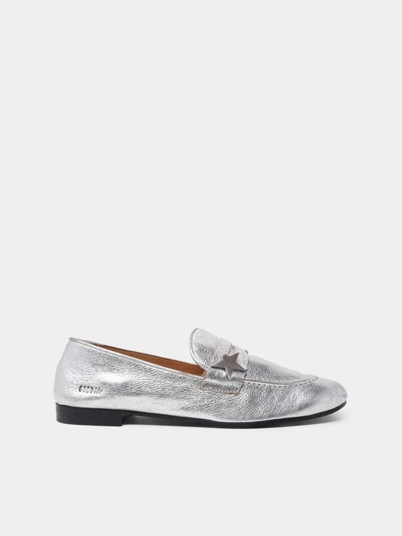 Virginia loafers in silver leather