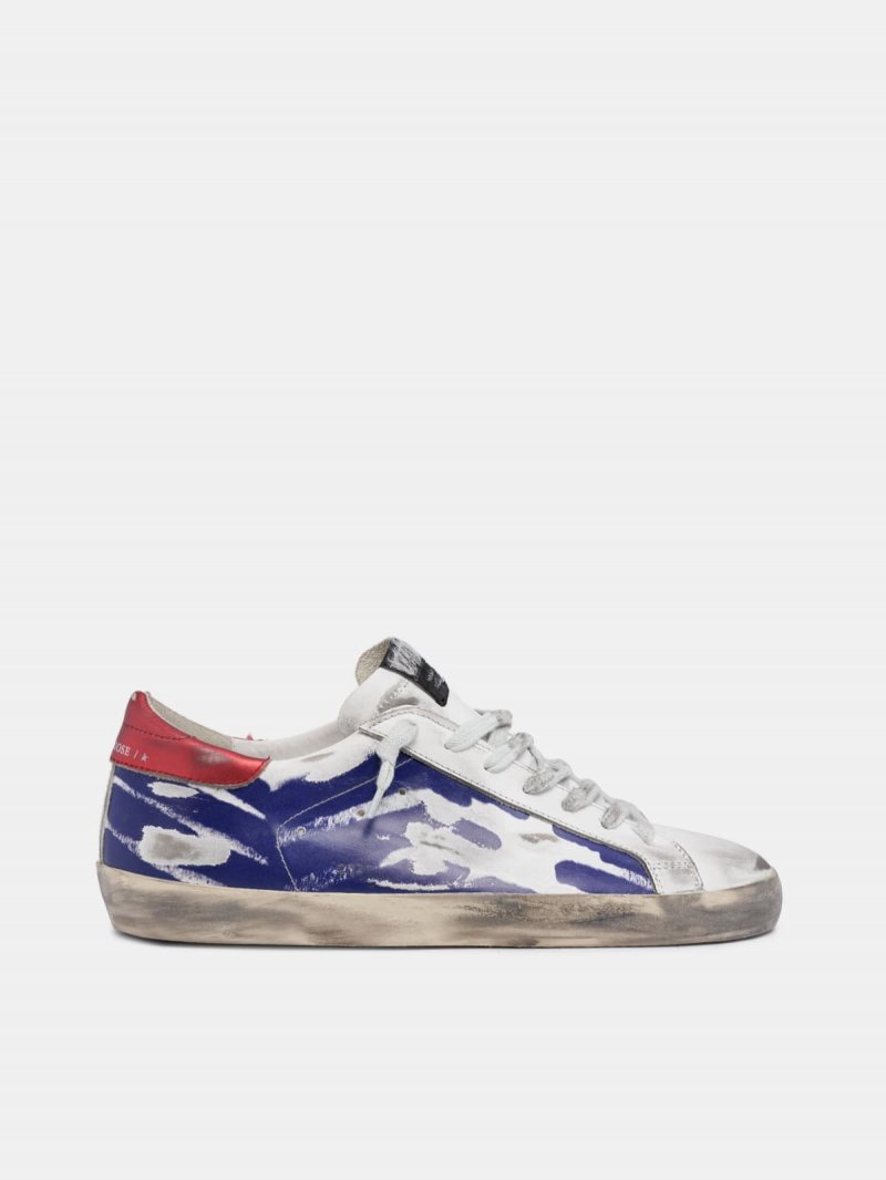 Metallic red and blue Super-Star sneakers