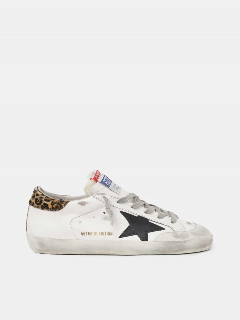 Men??s LAB Limited Edition Super-Star sneakers with double tongue and leopard-print heel tab