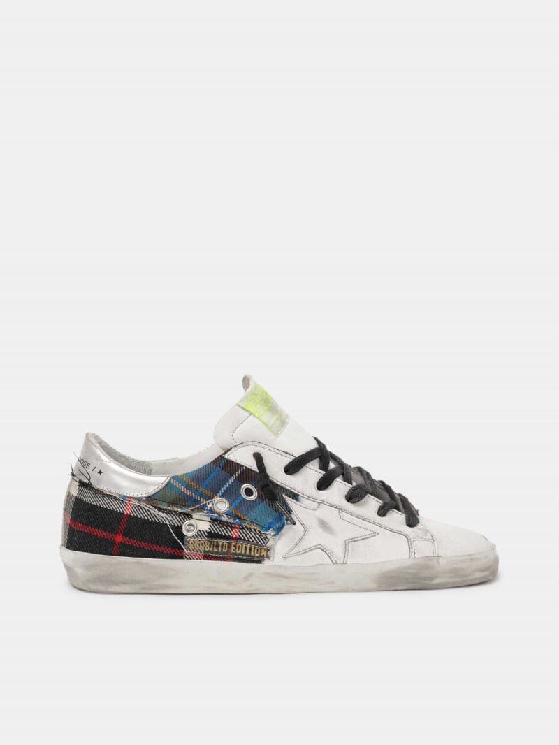 Men's Limited Edition LAB white Super-Star sneakers with tartan insert