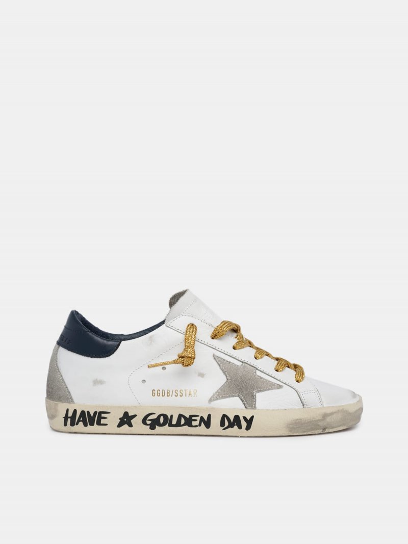 Super-Star sneakers with handwritten Have a Golden Day lettering