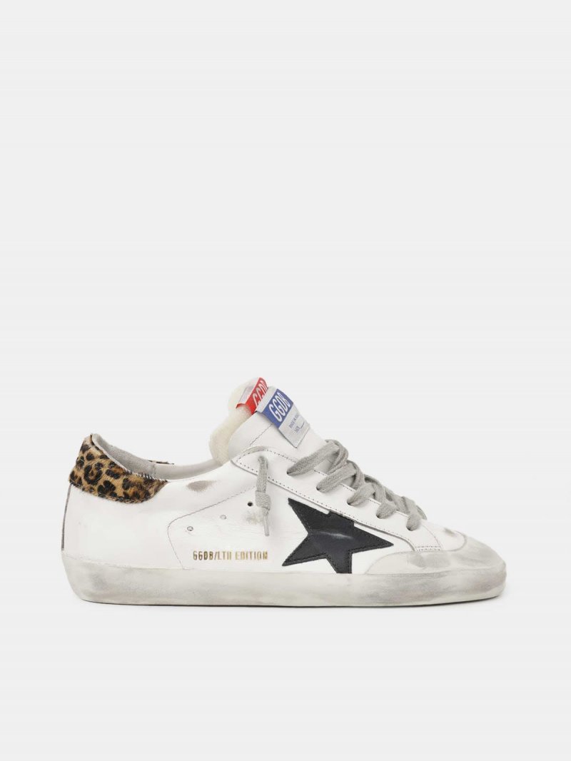 Women??s LAB Limited Edition Super-Star sneakers with double tongue and leopard-print heel tab