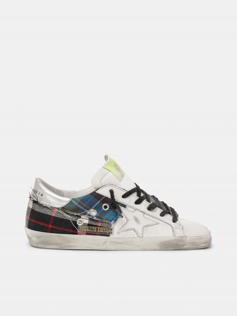 Women's Limited Edition LAB white Super-Star sneakers with tartan insert