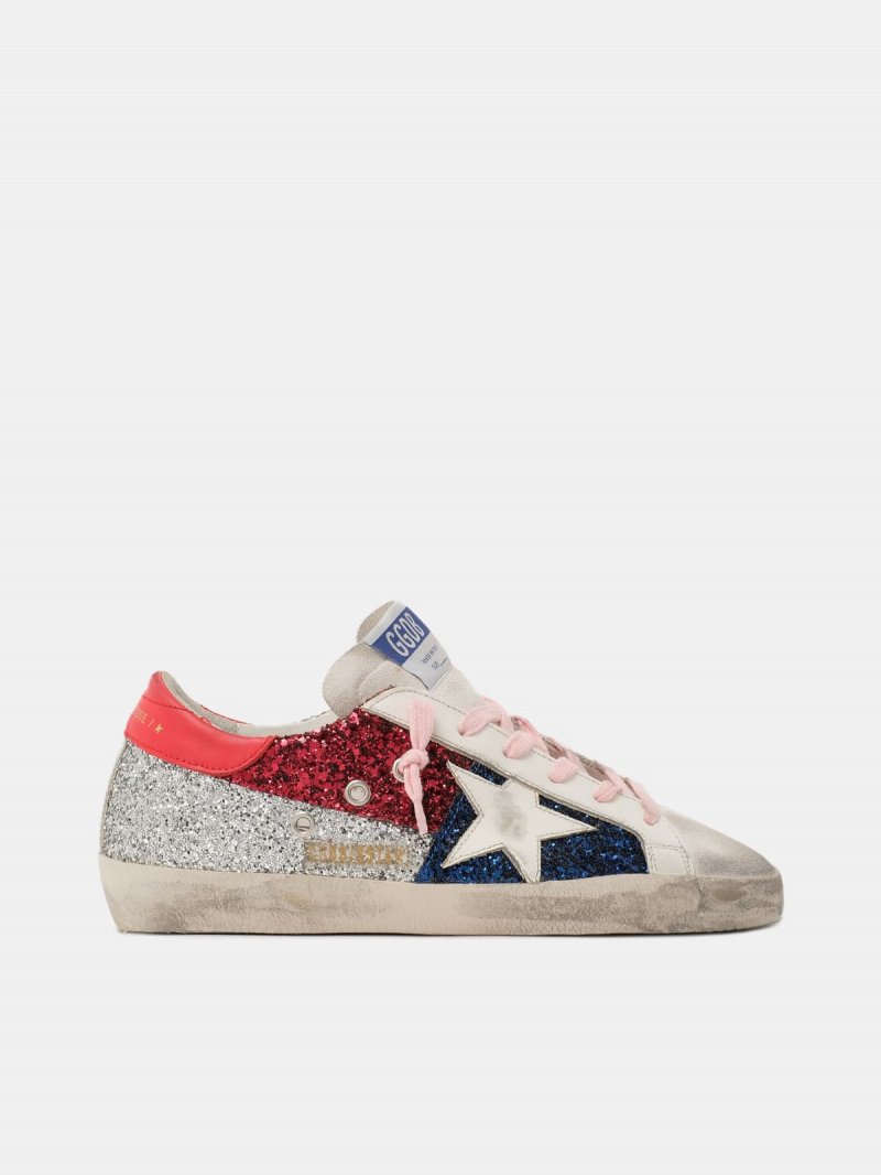 Super-Star sneakers with coloured glitter