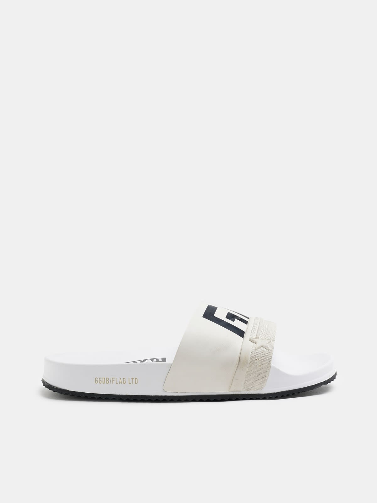Men's white Poolstars with GGDB logo