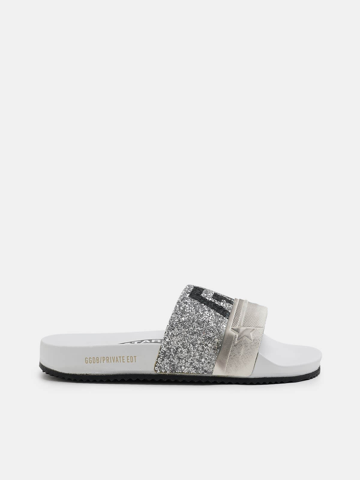 Women??s Poolstars with silver glitter and logo