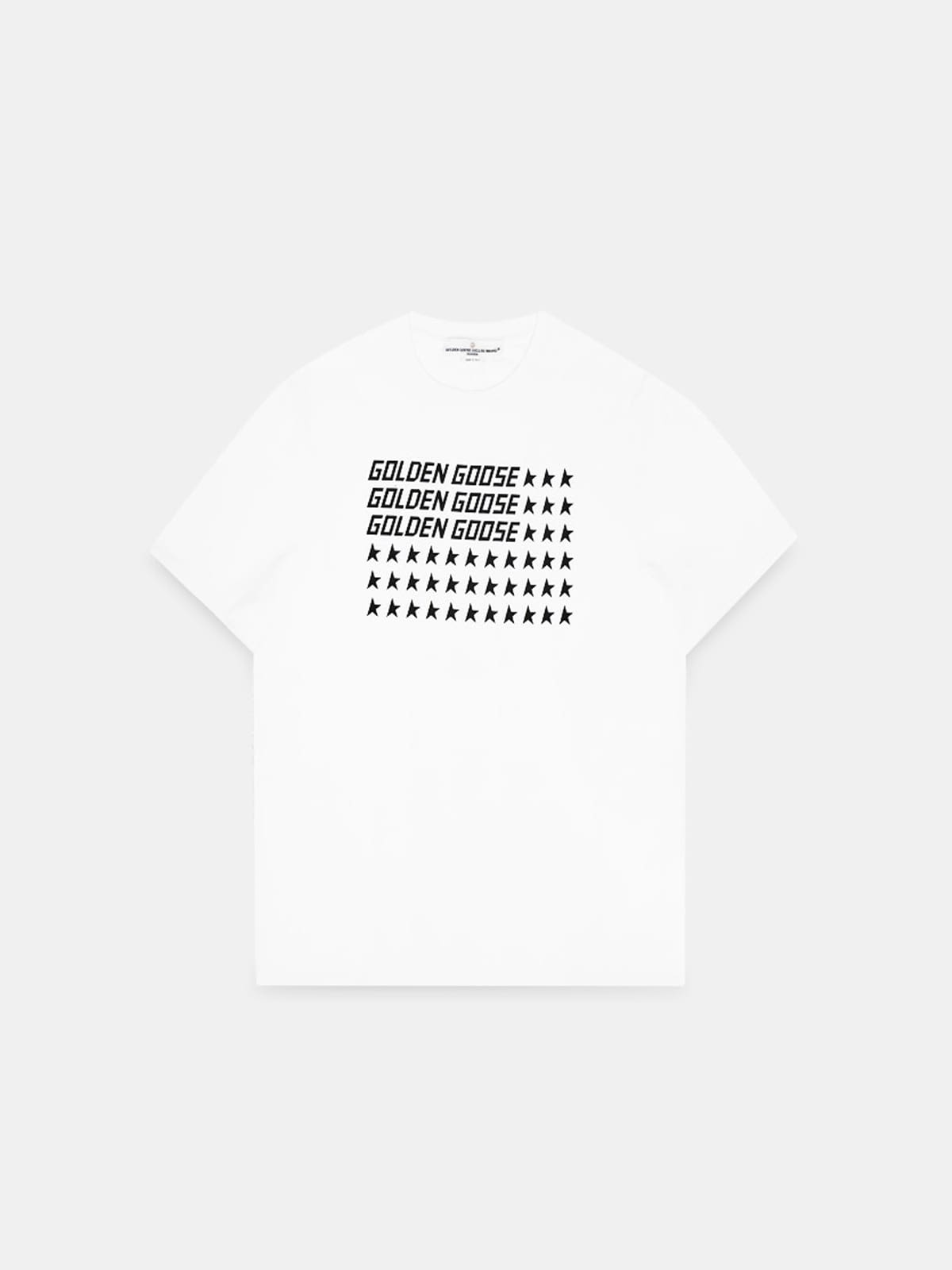 White Golden T-shirt with flag print