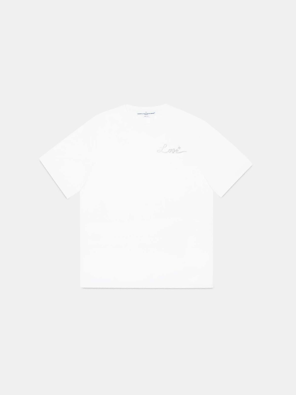 White Golden T-shirt with Love embroidery
