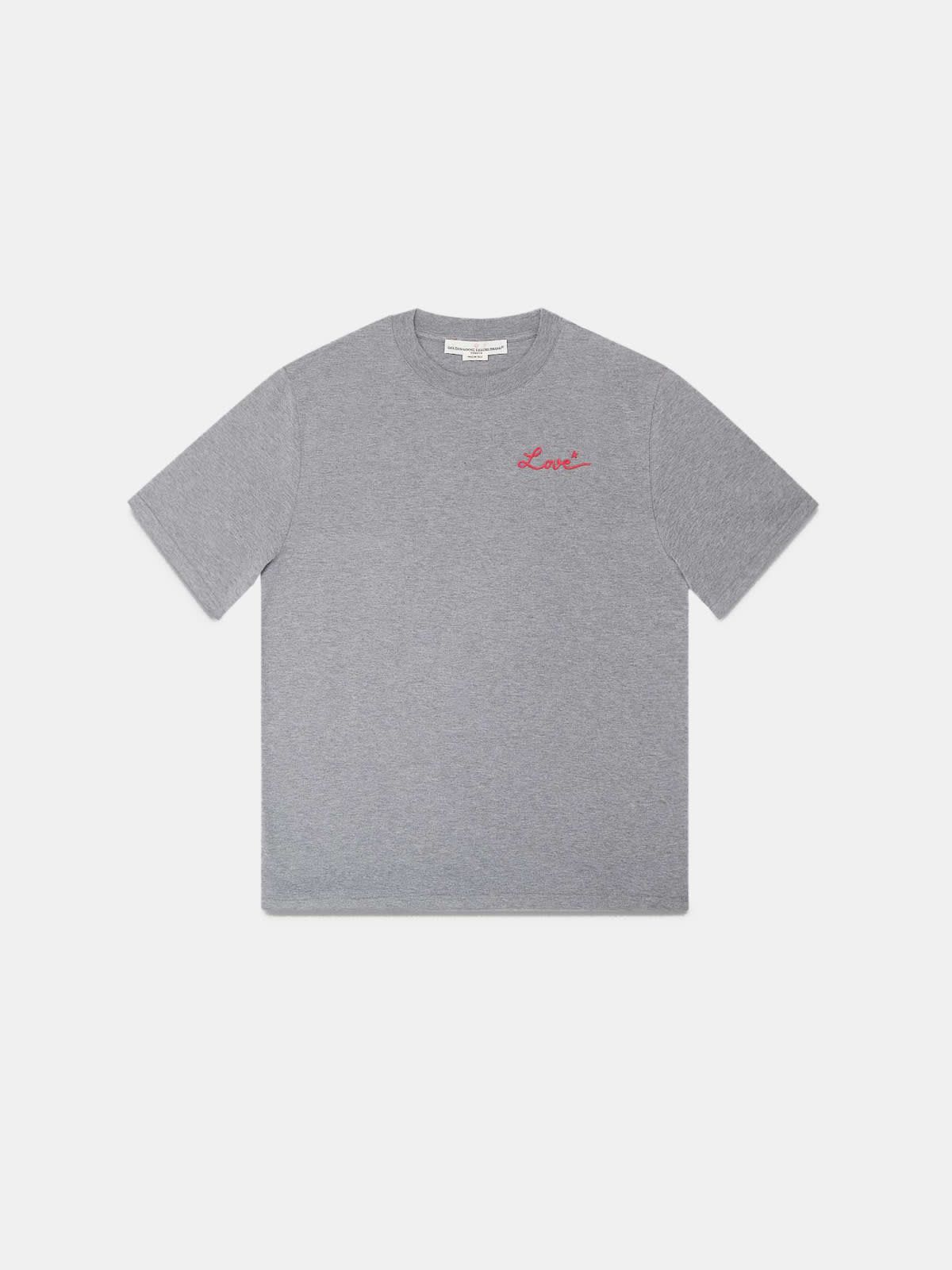 Grey Golden T-shirt with Love embroidery