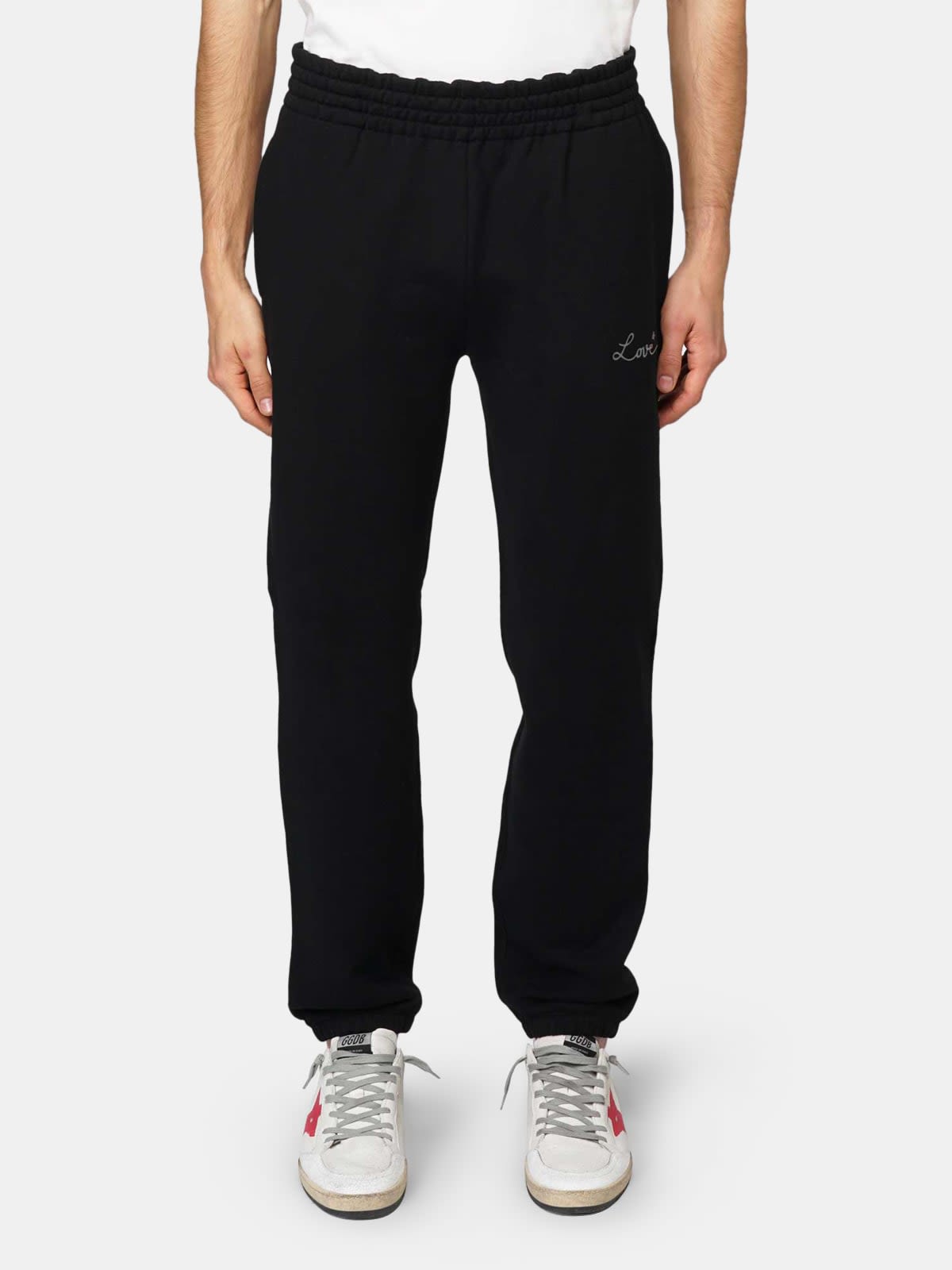 Black Hamm joggers with Love embroidery